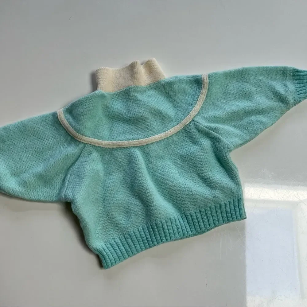 Rad Vintage 1980s Retro Swiss Teddy Bear Sled Apres Ski Twofer Collared Sweater